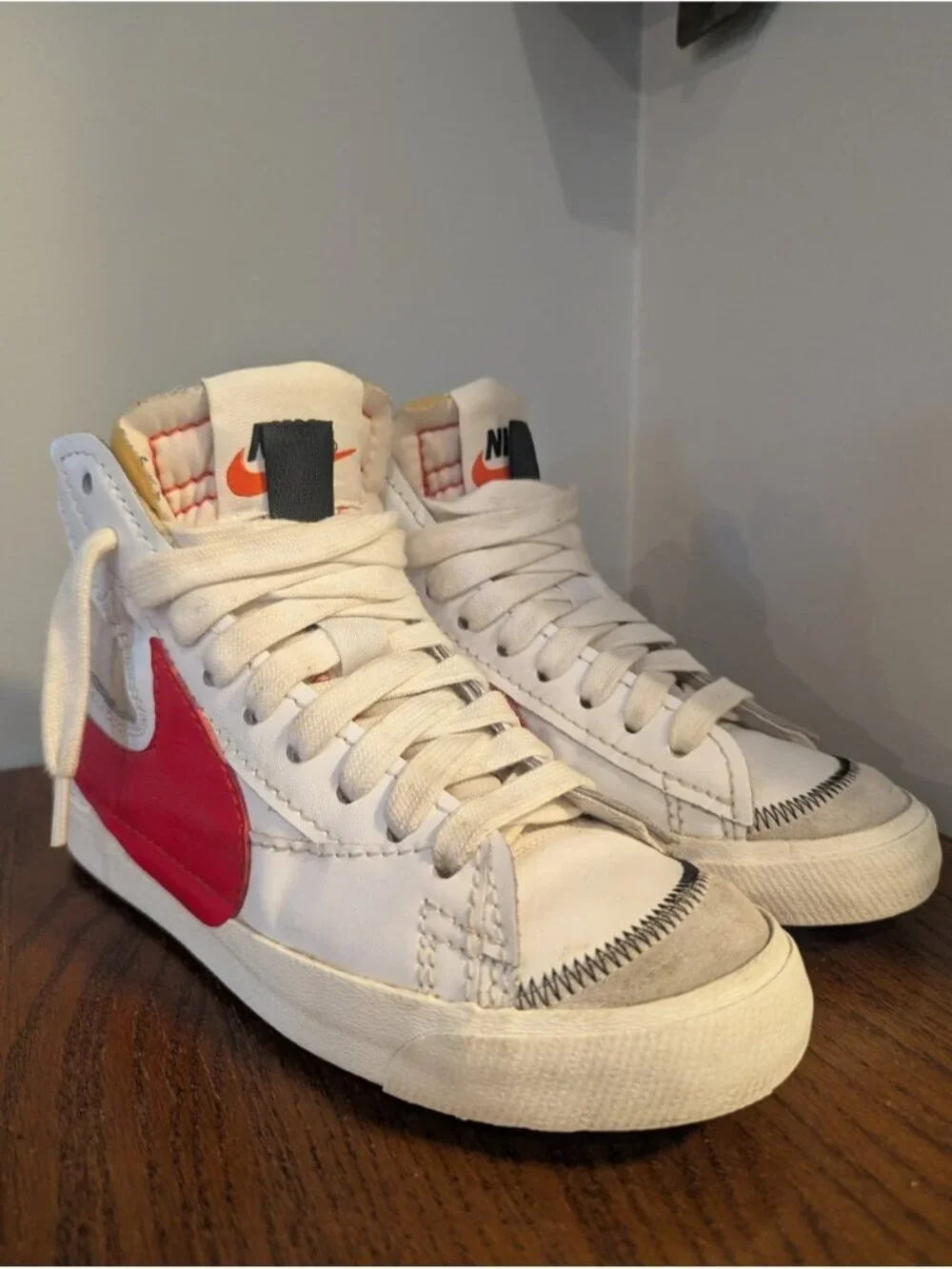 NIKE BLAZER MID '77 JUMBO WHITE/HABANERO RED Sneakers Mens Size 8